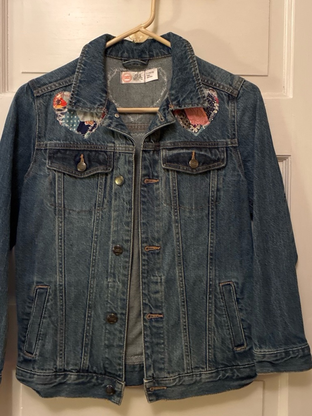 wonder nation Distressed Blue Denim Jacket with Patch Details